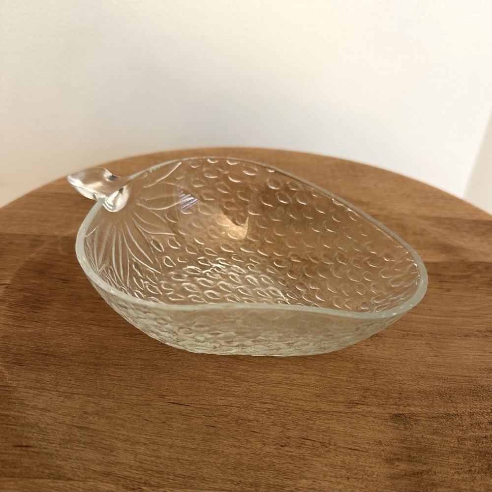 Vintage Strawberry Glass Trinket Candy Dish Textured Cottage Core Fruit Whimsy